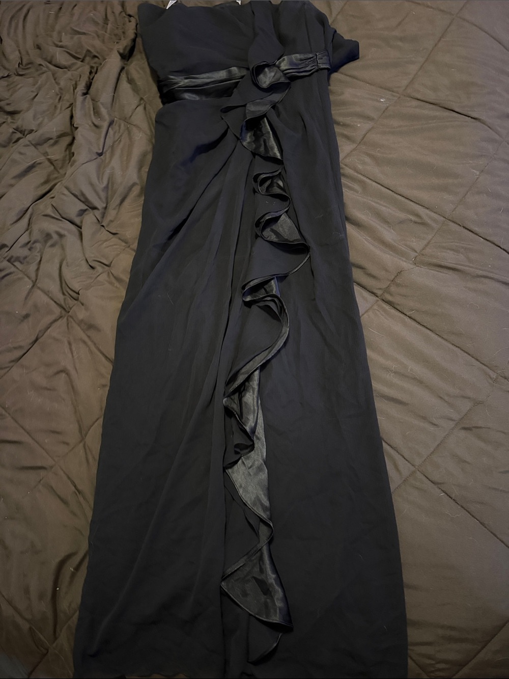 Black Ruffled Bridesmaids Dress- Women